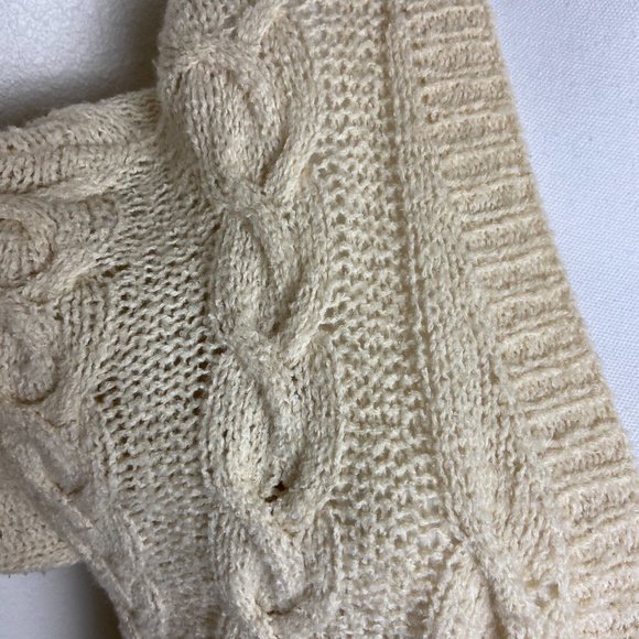 Vintage Wool Cotton Knit Sweater Cardigan Cable Made in Hong Kong - Picture 2 of 7